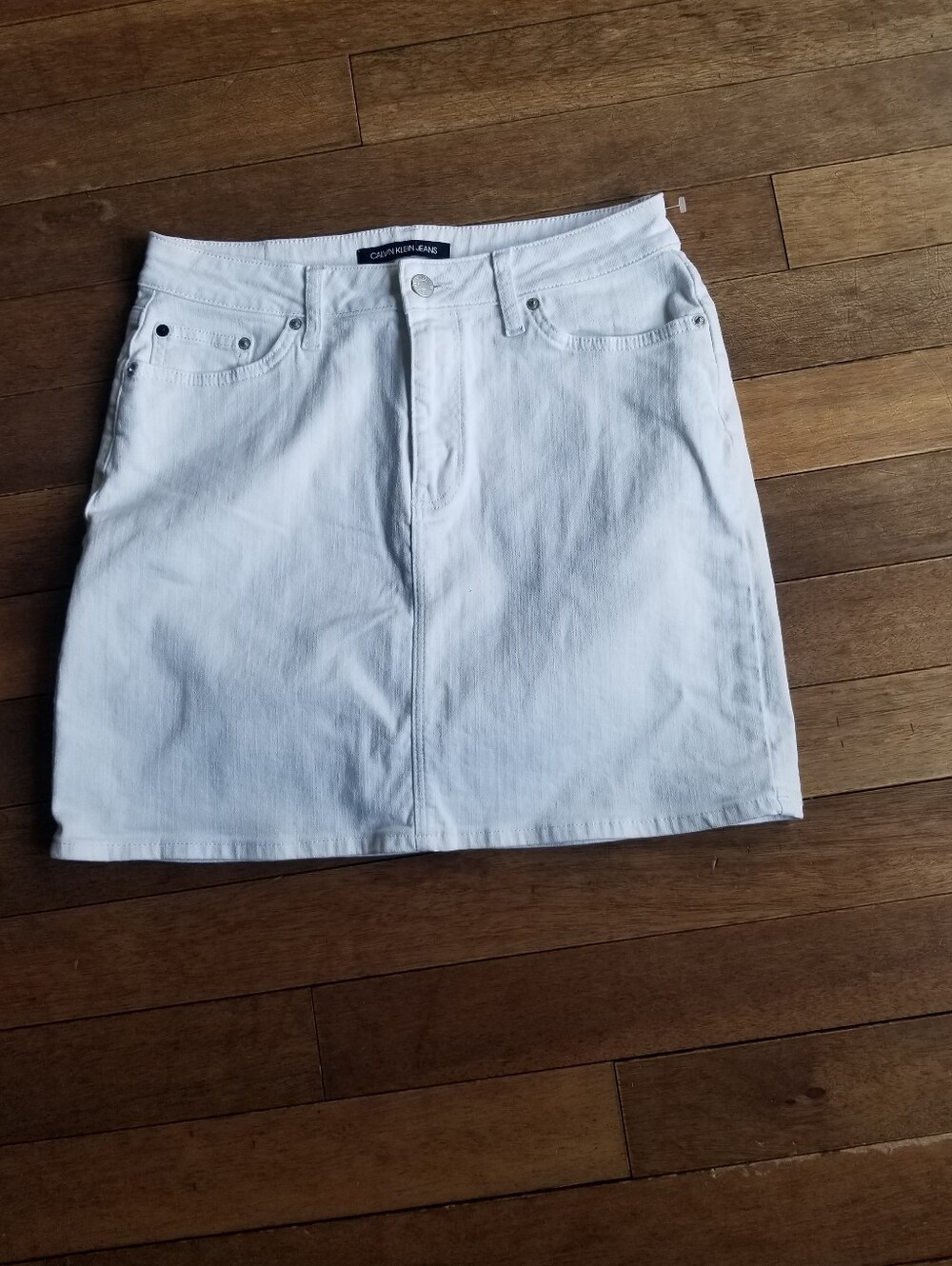 Calvin Klein Skirt Jean Denim White 8 Collegiate